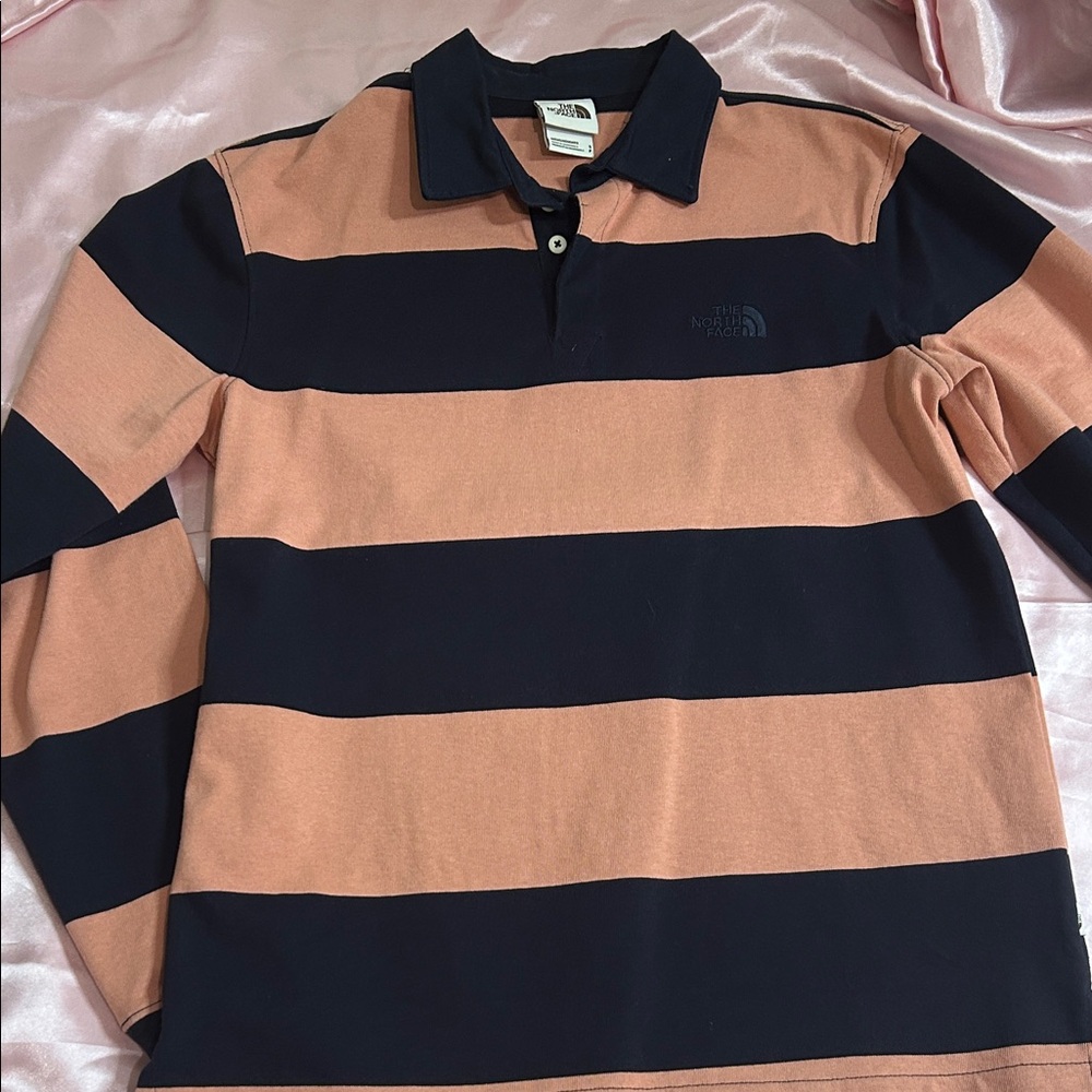 The North Face Blue and pink Striped Polo